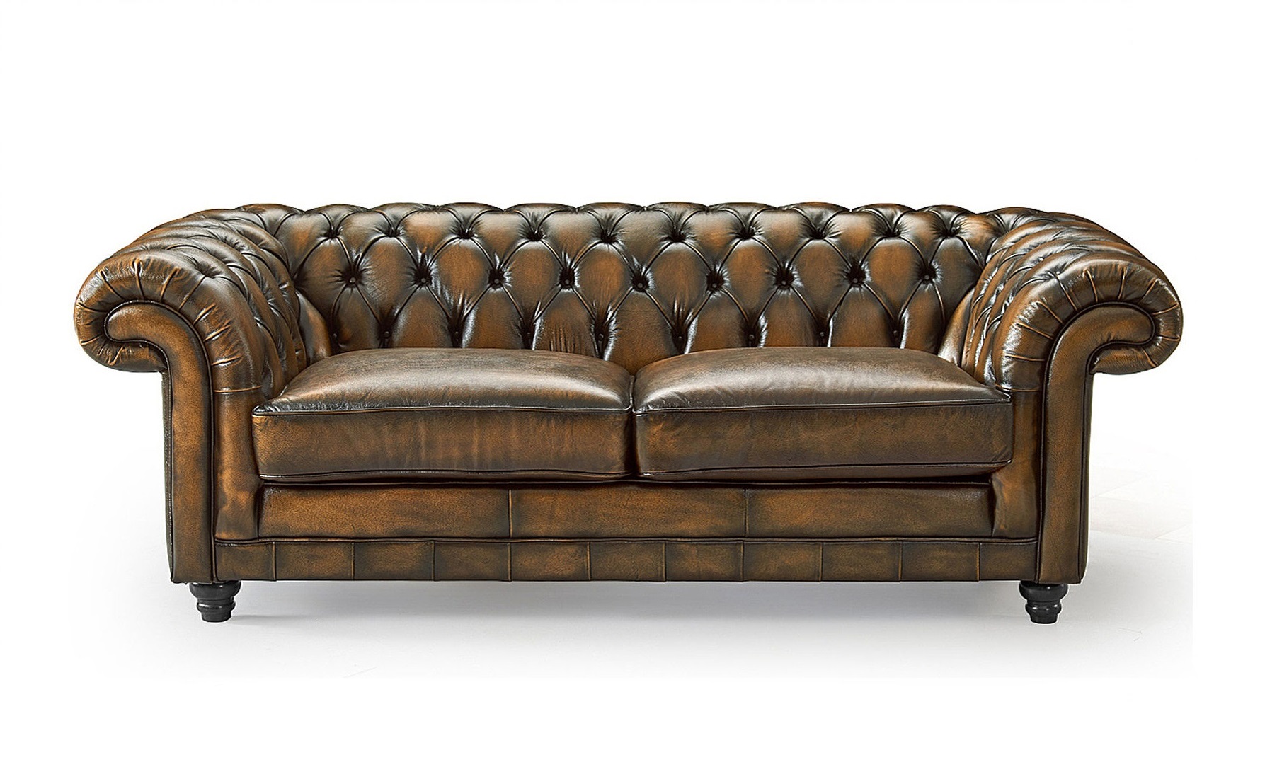 Честер диван 3-х местный коричневый